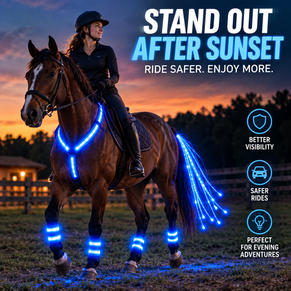 🏇LED Horse Night Riding Lights – Full-Body Glow Kit with Enhanced Visibility & 12 Lighting Modes✨