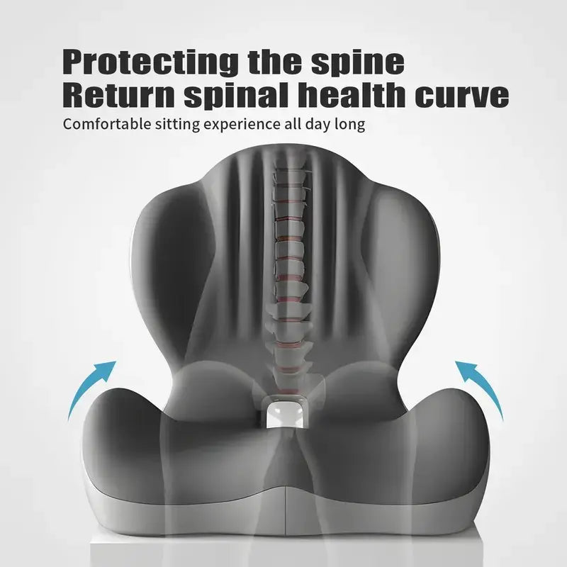 Hot Sale🔥Ergonomic Memory Foam Seat Cushion with Lumbar & Back Support, Relieves Back Pain, Reduces Pressure