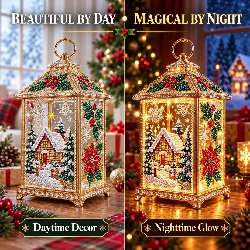 🎄 DIY Light-Up Christmas Diamond Art Lantern Kit – Create Your Own Magical Holiday Glow ✨