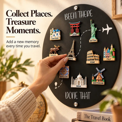 🔥49% OFF Today🌏Been There, Done That Travel Magnet Display Board – Round Souvenir Magnet Wall Organizer, Personalized Travel Memory Decor & Unique Gifts for Travelers 🎁