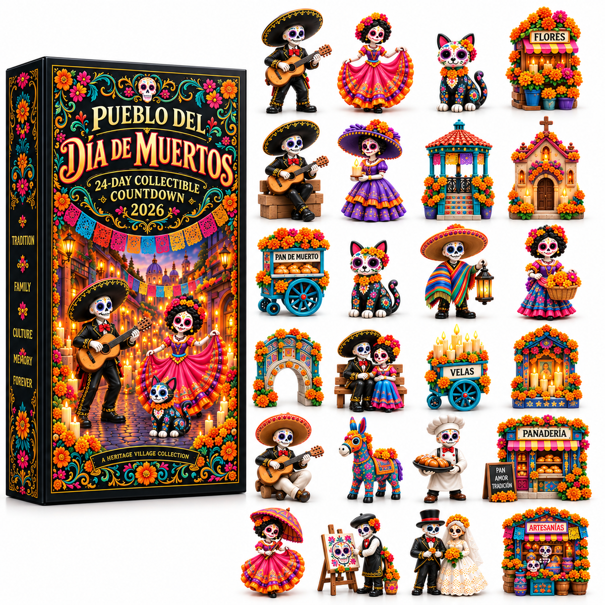 🕯️ 2026 Día de los Muertos Advent Calendar – 24 Miniature Village Collectibles