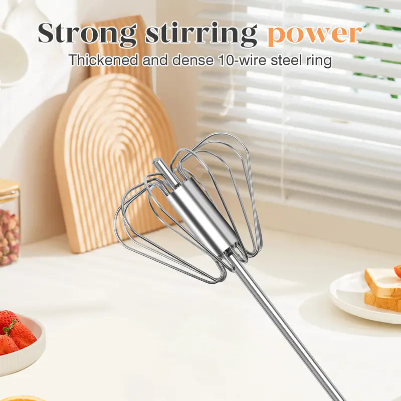🥄 Semi-Automatic Push Whisk – Stainless Steel Hand Mixer