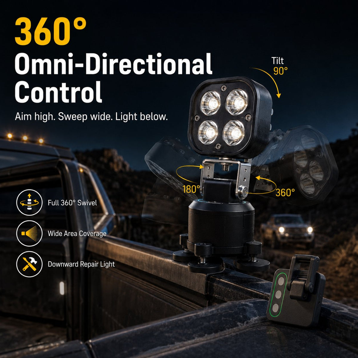 🚙 Light Anywhere You Need – 360° Rotating LED Pod Light