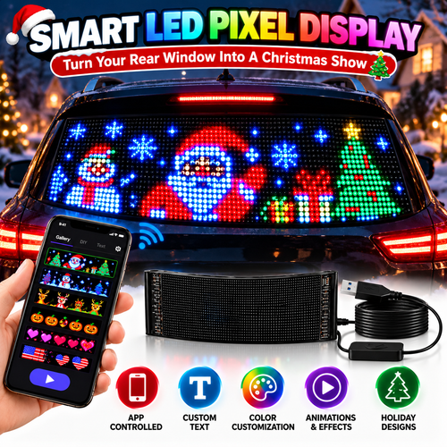 🎄 Smart LED Pixel Car Display — App-Controlled Custom Text, Colors & Animations