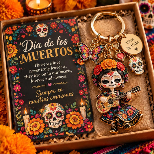 🌼 Day of the Dead Keychain Collection | 4 Colorful Floral & Skull-Inspired Charms | Unique Gift 💀