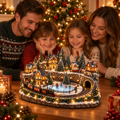 🚂 Animated Christmas Train & Ice Rink Scene – Magical Holiday Display ✨