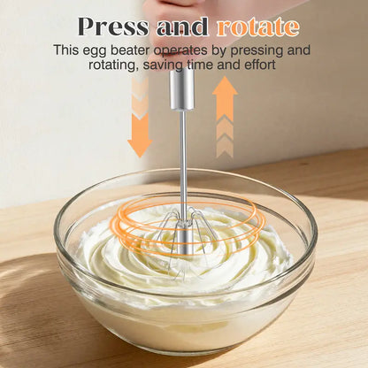 🥄 Semi-Automatic Push Whisk – Stainless Steel Hand Mixer