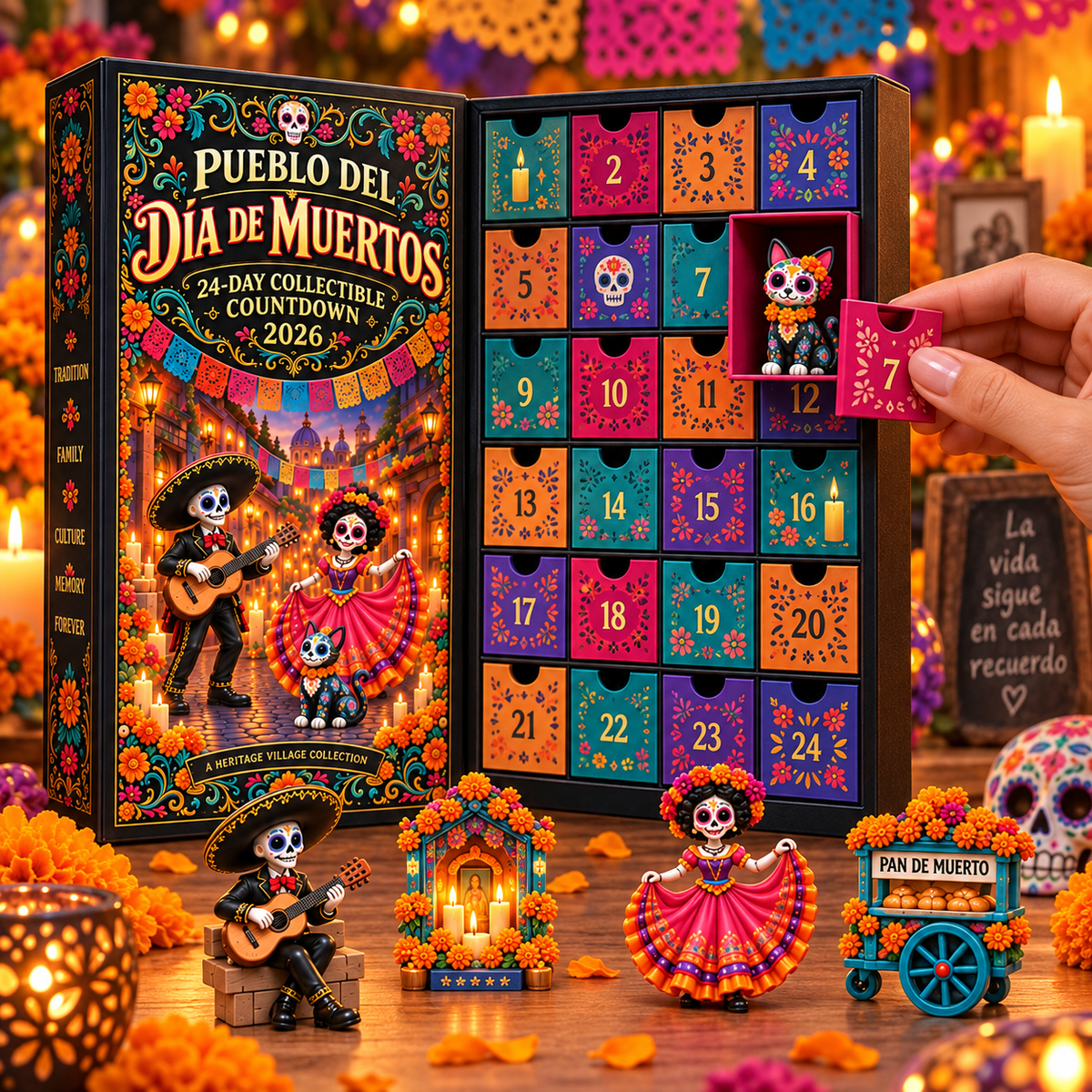 🕯️ 2026 Día de los Muertos Advent Calendar – 24 Miniature Village Collectibles