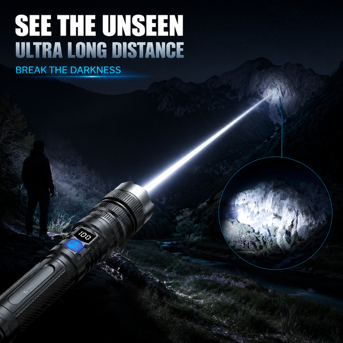 🔥 50% OFF! Ultra-Bright Tactical Flashlight – Zoomable & Rechargeable 🔦