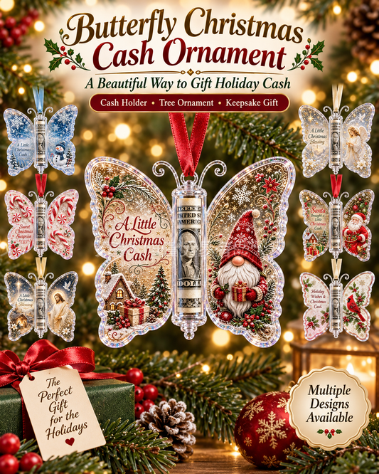 ✨ Butterfly Christmas Cash Ornament – Holiday Money Gift Holder