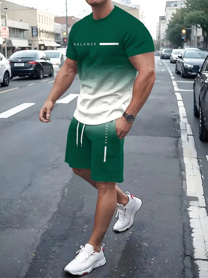 🎁Men’s Gradient Short Sleeve Tracksuit 2-Piece Set