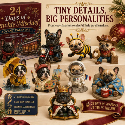 🐶 24-Day French Bulldog Christmas Advent Calendar | 24 Unique Collectible Frenchie Characters with Different Outfits, Personalities🎄✨
