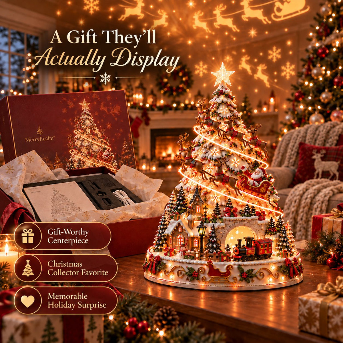 🎄 Christmas Village Projection Light | 4 Festive Village Scenes | Magical Holiday Tabetop lDécor ✨