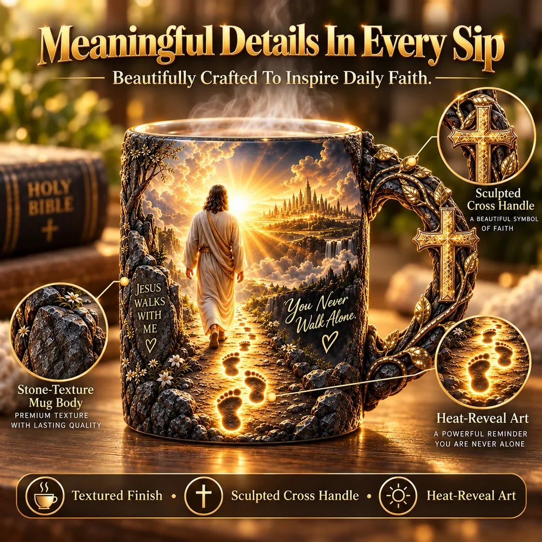 ✝️✨ 49% OFF – Jesus Walks With Me Heat-Reveal Mug | A Daily Reminder of Faith & Love! ❤️☕