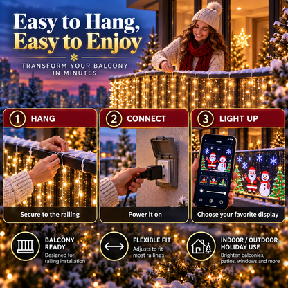 🎄 Smart RGB Pixel Curtain Lights – App-Controlled Animated Holiday Display for Balcony & Window Decor-2m*1.5m
