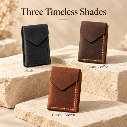 💳✨ Handmade Genuine Leather Wallet for Men – Slim Magnetic Card & Cash Holder