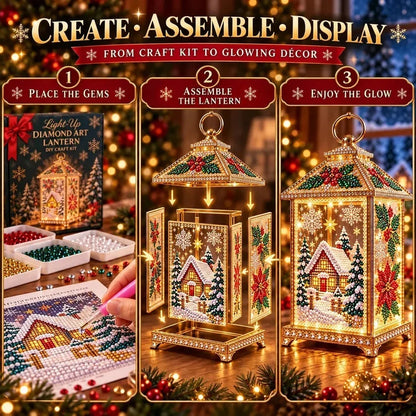 🎄 DIY Light-Up Christmas Diamond Art Lantern Kit – Create Your Own Magical Holiday Glow ✨