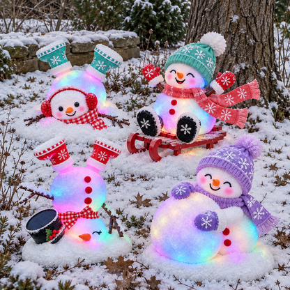 ☃️✨ Light-Up Christmas Snowman Decorations – 4 Adorable Styles to Brighten Your Holiday Garden! 🎄