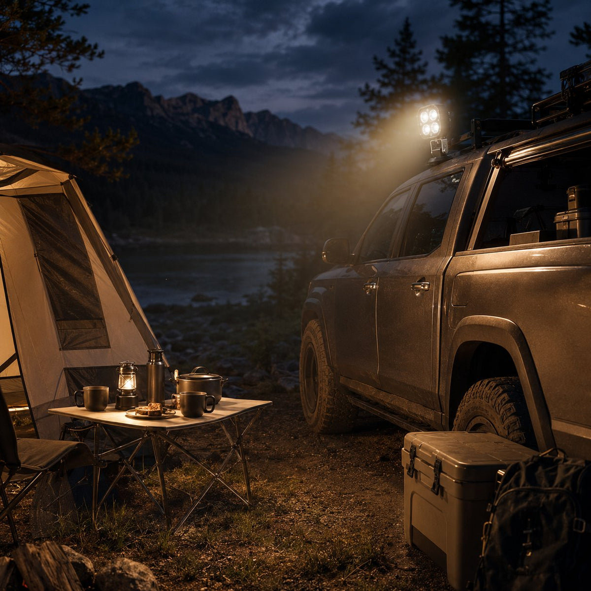 💡 Ultra-Bright 4-LED Off-Road Spotlight – Illuminate the Dark! ⚡