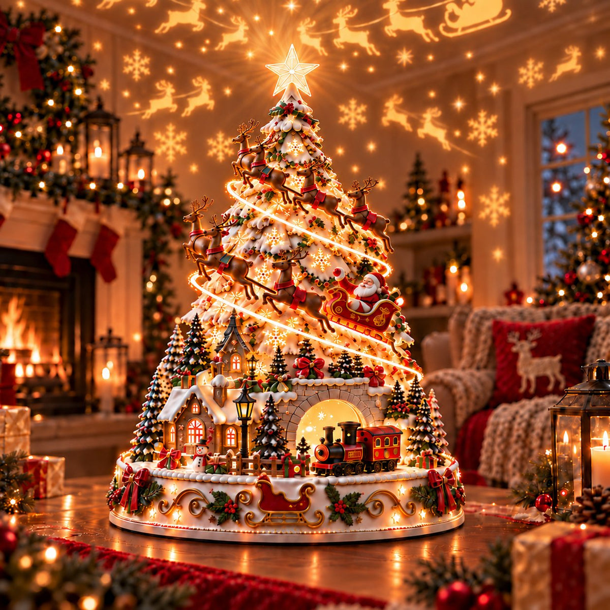 🎄 Christmas Village Projection Light | 4 Festive Village Scenes | Magical Holiday Tabetop lDécor ✨
