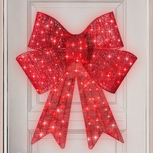 🎄 24″–48″ Giant Lighted Christmas Bow – Red LED Outdoor Decoration with 8 Modes & Timer
