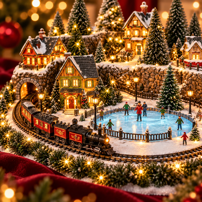🚂LAST DAY 49% OFF ✨ Animated Holiday Train & Ice Rink Scene 🔥