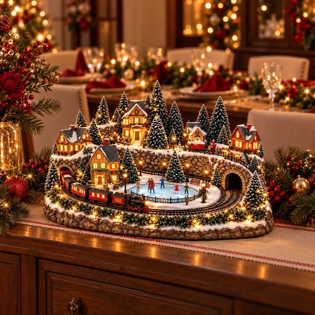 🚂LAST DAY 49% OFF ✨ Animated Holiday Train & Ice Rink Scene 🔥