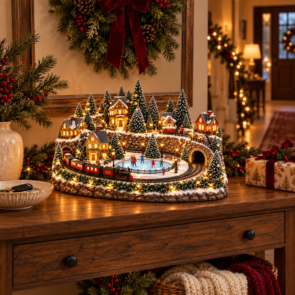 🚂LAST DAY 49% OFF ✨ Animated Holiday Train & Ice Rink Scene 🔥