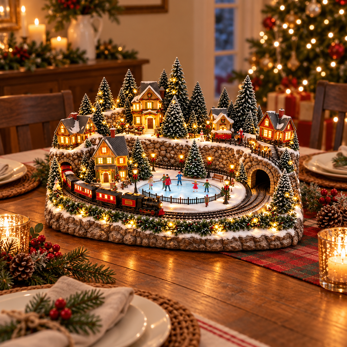 🚂 Animated Christmas Train & Ice Rink – Magical Holiday Display ✨