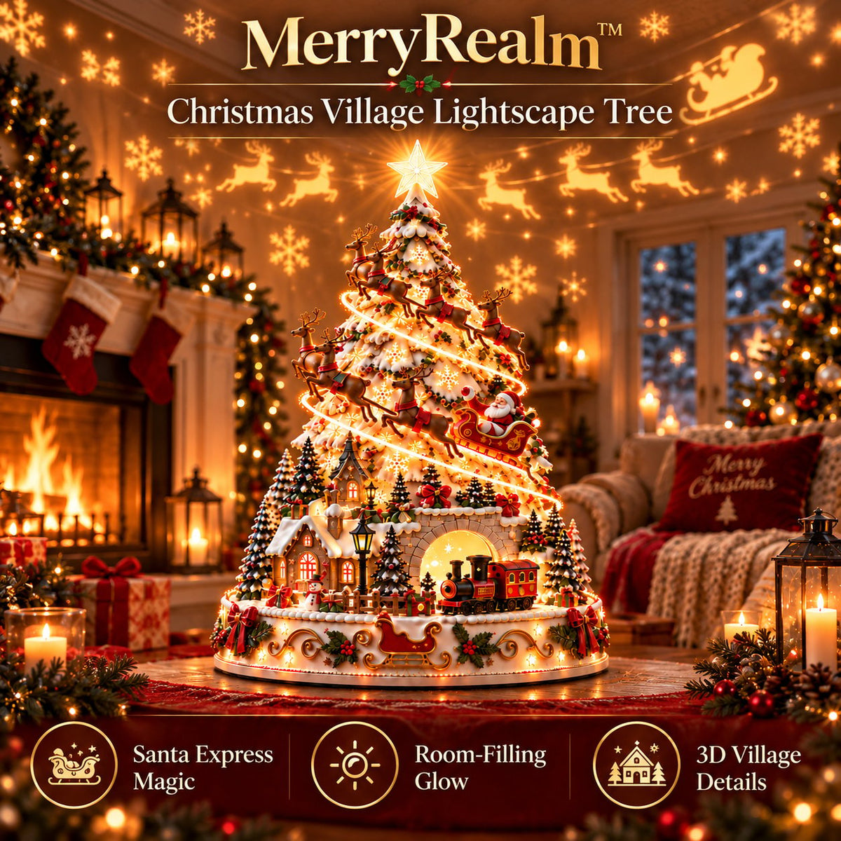 🎄 Christmas Village Projection Light | 4 Festive Village Scenes | Magical Holiday Tabetop lDécor ✨