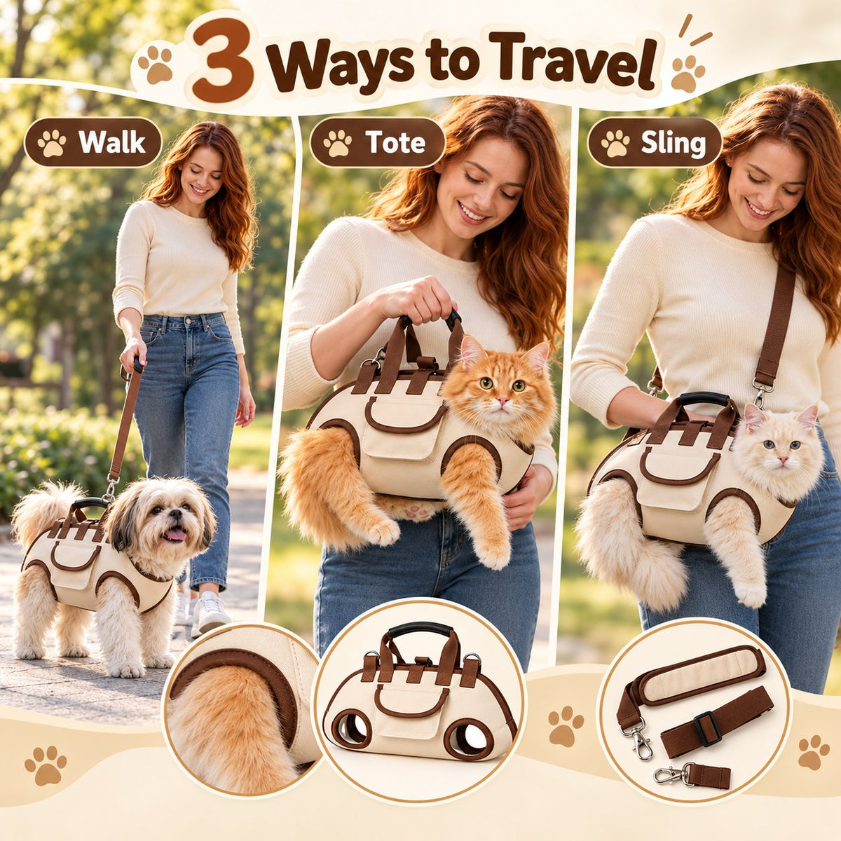 ⏰50% OFF – 😽Portable Breathable Pet Carrier Sling & Backpack 🐾🐶