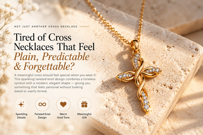 ✨ Sparkling Twisted Knot Cross Pendant Necklace