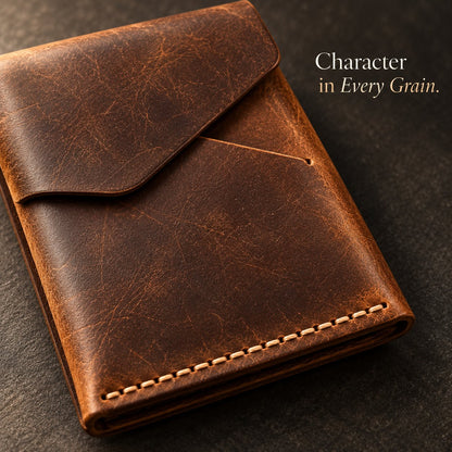 💳✨ Handmade Genuine Leather Wallet for Men – Slim Magnetic Card & Cash Holder