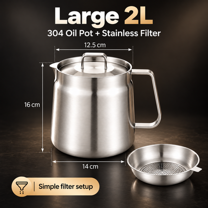 🍟🔥 3-in-1 Stainless Steel Fryer Pot – Fry, Strain & Store Oil with Ease! ✨👨‍🍳