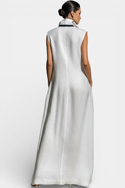 Graphic Sleeveless Maxi Jumpsuit with Contrasting Trim