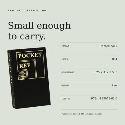 Pocket Ref 4th Edition | 864-Page Portable Reference Book