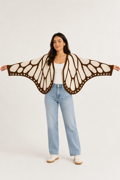 Monarch Butterfly Wing Knit Cardigan
